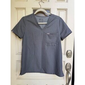 FIGS Catarina Gray Scrub Top Women's‎ Medical Uniform Short Sleeve Size Small
